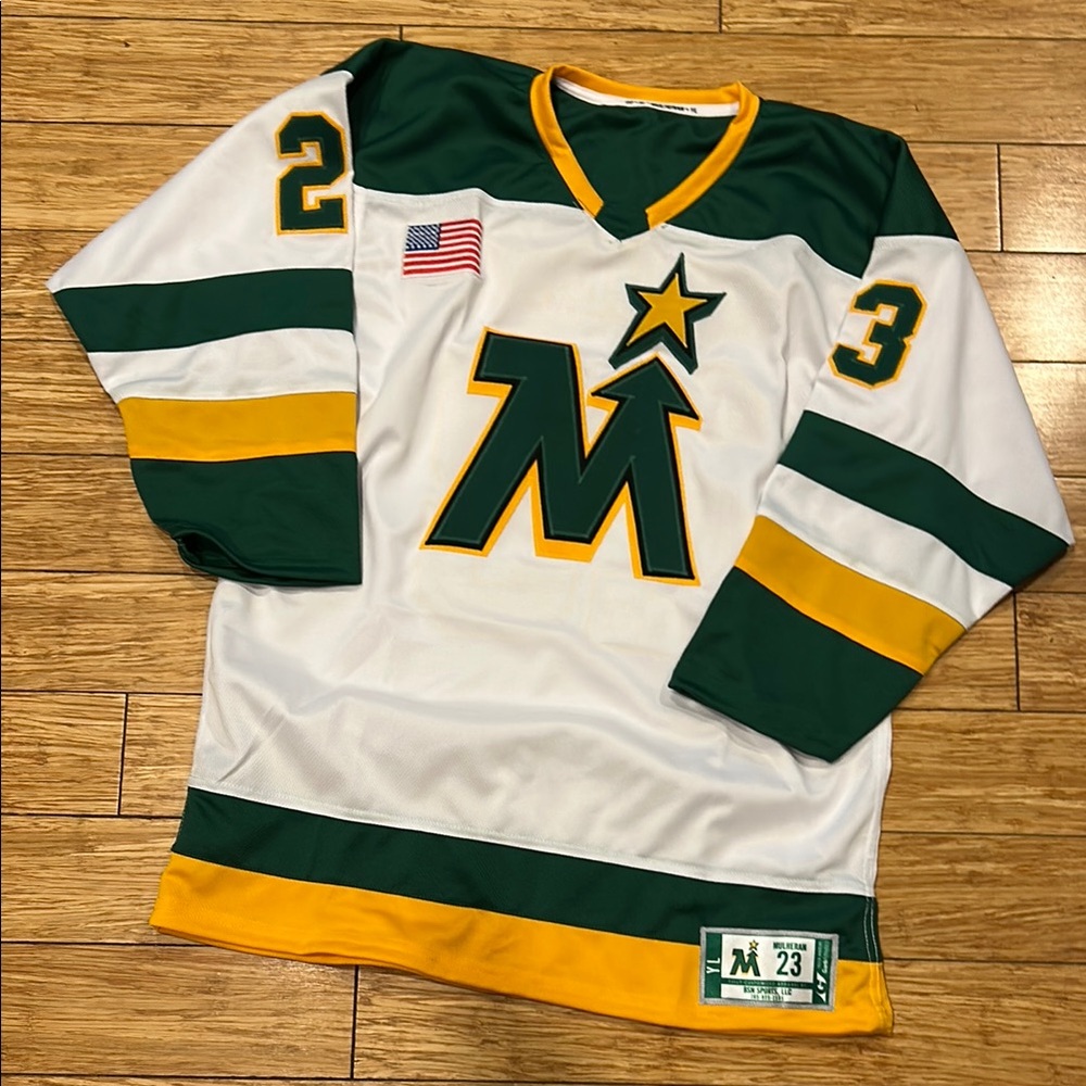 Minnesota North Stars Retro Colors Custom Green and Yellow Kids Jersey